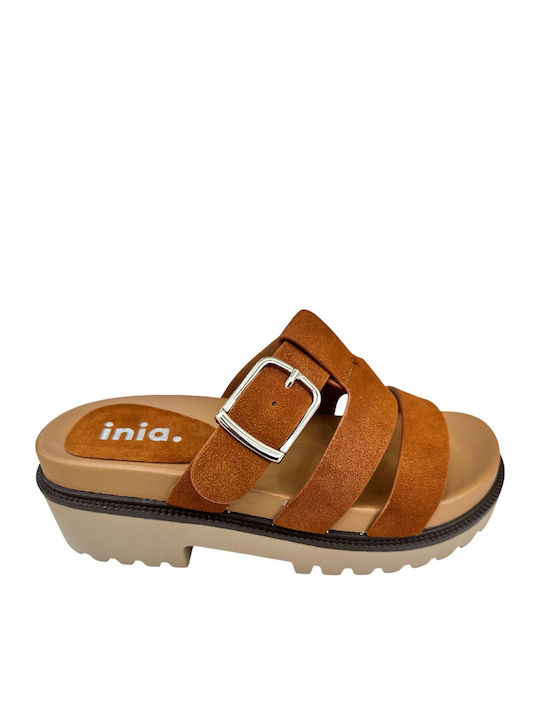 Inia Women's Anatomic Flatforms Tabac Brown Sandals