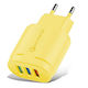 Alista Home Incarcator Fără Cablu cu 3 Porturi USB-A 18W Quick Charge 3.0 Galben (161525)
