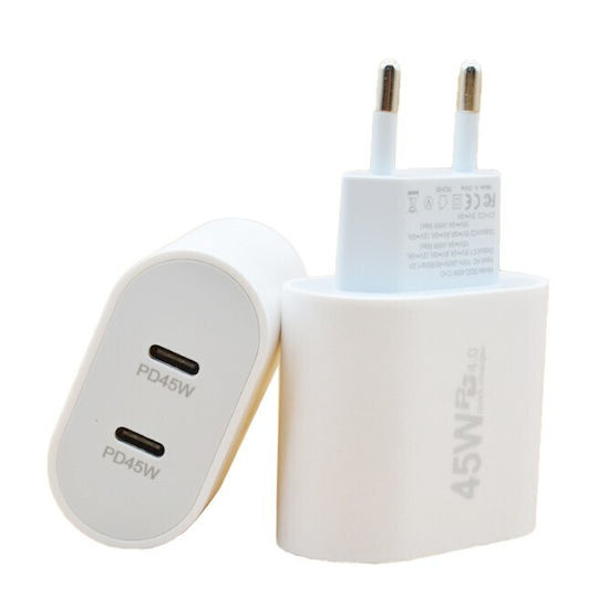 Alista Home Încărcător Fără Cablu cu 2 Porturi USB-C 45W Power Delivery Alb (161974)