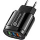 Alista Home Incarcator Fara Cablu cu 3 Porturi USB-A 18W Quick Charge 3.0 Negru (161521)