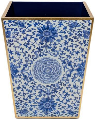 Caspari Ceramic Bathroom Bin Blue