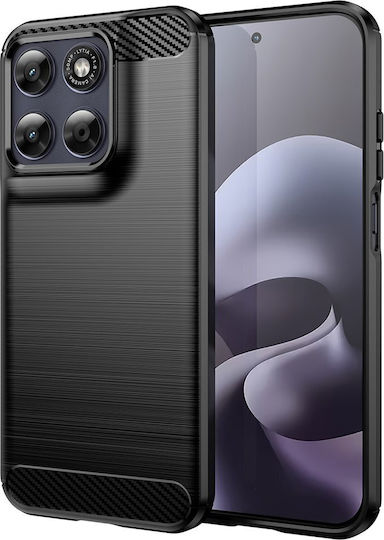 Techsuit Carbon Umschlag Rückseite Silikon Schwarz (Motorola Moto G87 / G77 / G67)