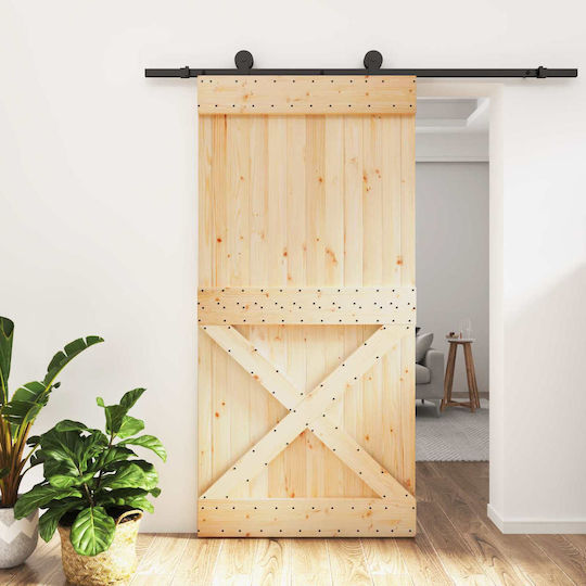 Vidaxl Ușă Glisantă Natural Negru 100 x 210 Cm