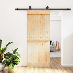 Vidaxl Συρόμενη Πόρτα Φυσικό Μαύρο 85 X 210 Cm