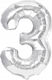 Number 3 Foil Jumbo Gray 100cm