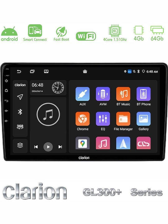 Clarion Car Audio System for Opel Vivaro Fiat Talento Renault Trafic Dacia Lodgy / Logan MCV with Clima (Bluetooth/USB/AUX/WiFi/GPS/Apple CarPlay/Android Auto) with 9" Touch Screen