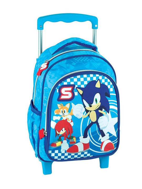 Gim Sonic Classic School Bag Trolley Kindergarten Blue With Water Bottle Holder 12L 2026