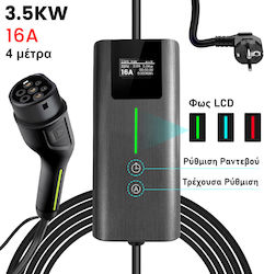 Junsun Φορητός Μονοφασικός Σταθμός Φόρτισης 3.5kW με Ενσωματωμένο Καλώδιο Type 2