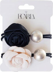 Ecarla Terry Hair Ties On Card 2pcs Roses Pearl Gum164