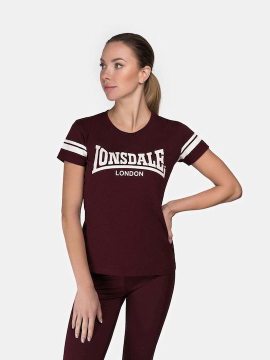 Lonsdale Γυναικείο T-shirt Ριγέ Oxblood/white