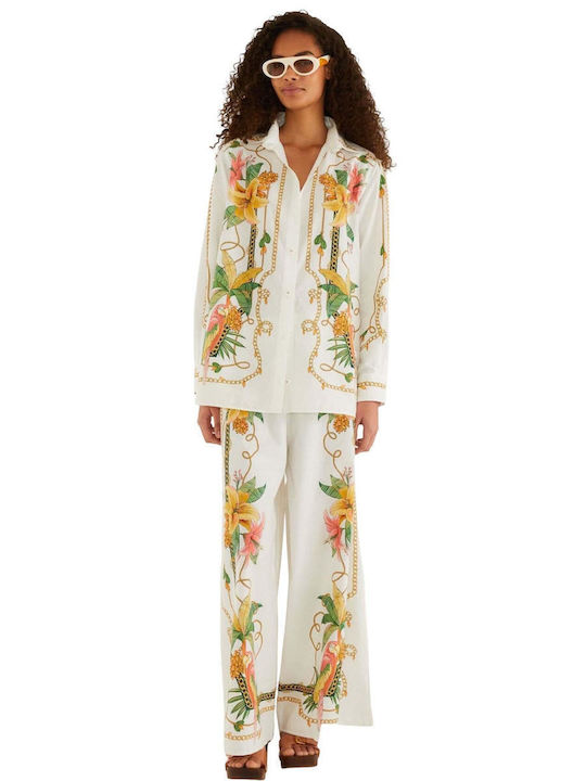 Γυναικεία Παντελόνα Floral Off White