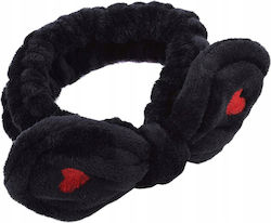 Ecarla Cosmetic Hairband Bow Hearts 19.5x8cm Black Opk11cz