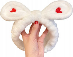 Ecarla Cosmetic Hairband Bow Hearts 19.5x8cm White Opk11b