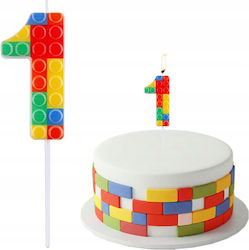 Piker Candle Cake Number 1 Colorful Blocks Birt...