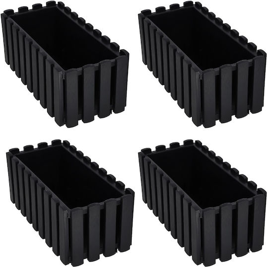 Kotarbau Set of 4 Wooden Flower Pots Anthracite