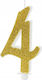 Birthday Candle Number 4 Gold 10cm 1 Pc