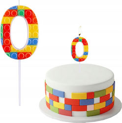 Piker Candle Cake Number 0 Zero Colorful Blocks...