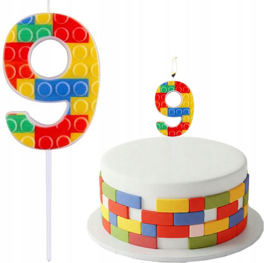GoDan Geburtstagskerzen Kuchen Nummer 9 Neun Bunte Blöcke 10cm