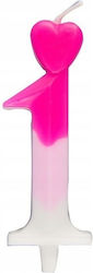 Number 1 Heart Candle Pink-white 6.5cm