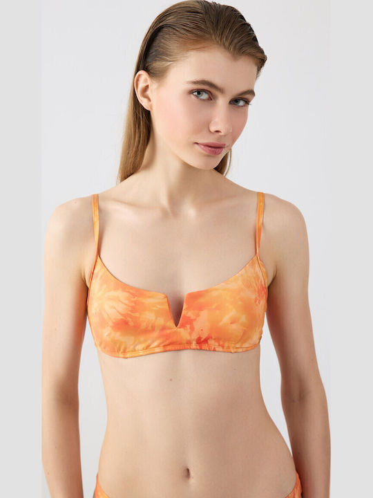 Bikini Bra With Padding Floral Orange Tie Dye