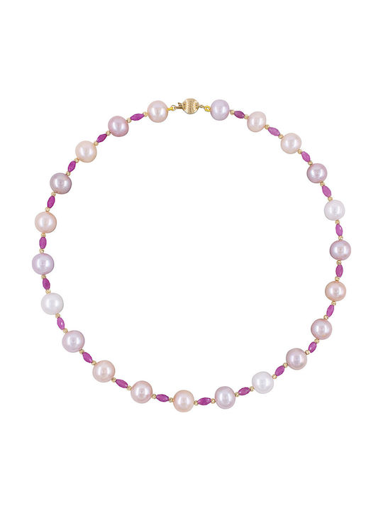 Necklace K14 Gold Elements Ruby Multicolour Pearls F1252378