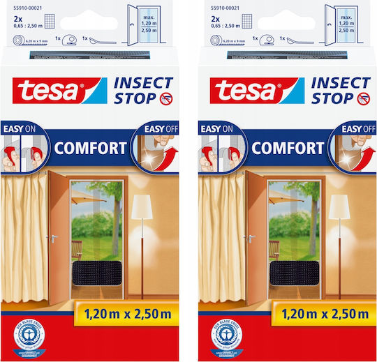 Tesa Moskitonetz Tür Mit Klebeband aus Polyester Schwarze 250x120cm