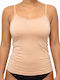 Beige Women's Tank Top with Spaghetti Strap TB160-MPEZ
