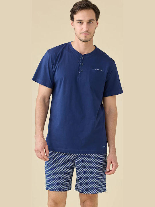 Noidinotte Summer Men's Cotton Pyjamas Blue Marine
