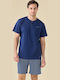 Noidinotte Summer Men's Cotton Pyjamas Blue Marine