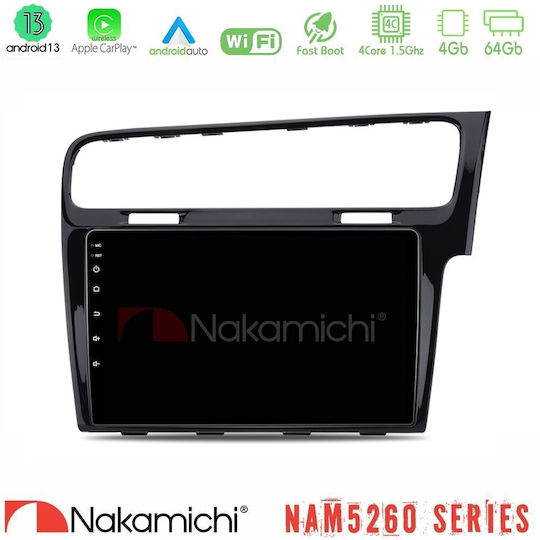 Nakamichi Car Audio System for Volkswagen Golf 2013 – 2018 Bluetooth USB AUX WiFi GPS Apple CarPlay Android Auto with 10" Touch Screen