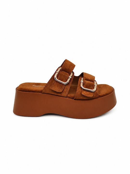 Summer Women's Platform Shoes in Brown Slipper Style