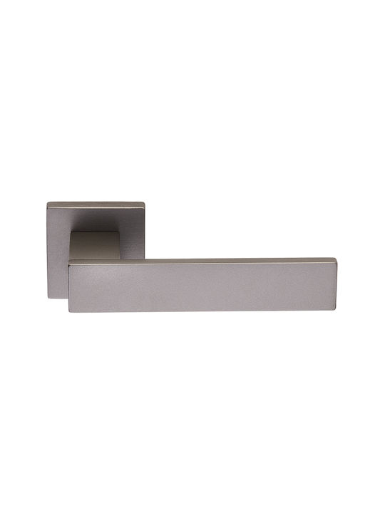 Zogometal Middle Door Lever With Rosette Pair With A Mouthpiece Graphite Smoked