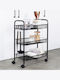 Vilde Metal Kitchen Trolley 3 Tiers Black 44x26x63cm