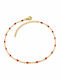 Charmy Gold Plated Steel Anklet Red 22cm