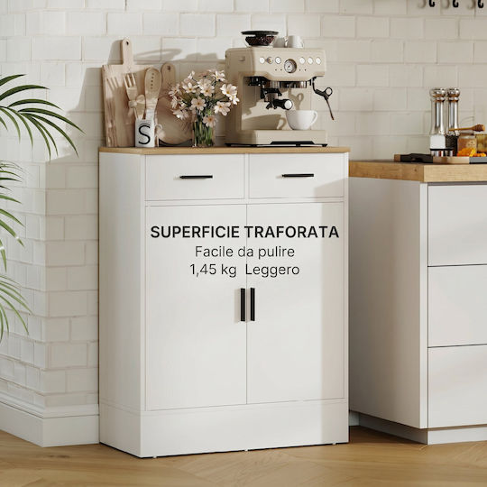 Μπουφές Ξύλινος με Συρτάρια Λευκό 68.6x35x90.3cm