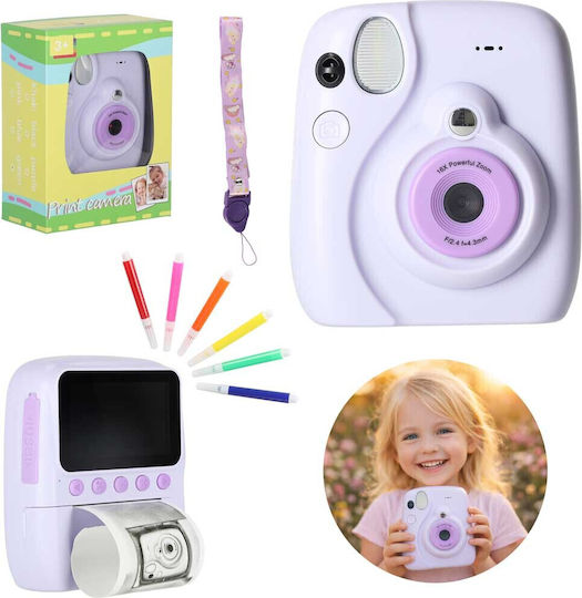 ikonka KX2859 Kids Compact Camera with Thermal Printing Purple