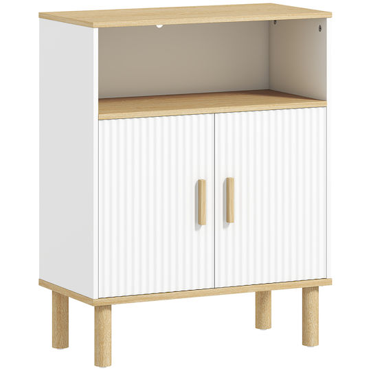 HomCom Badezimmerschrank 60x29.5x76.5cm Natürliches Holz