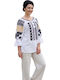 Bluza Damă Bumbac Mânecă Lungă Alb/Portocaliu