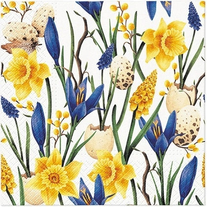 Paper Napkins Spring Flowers Meadow Daffodils Birthday 33x33cm 20pcs