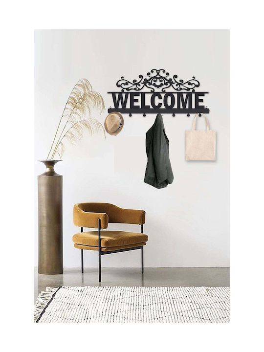 SteweHome Metal Wall Hanger 7 Hooks Beige 55x22x22cm