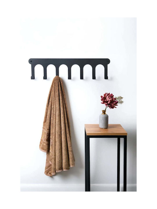 SteweHome Metal Wall Hanger 7 Hooks Beige 50x20x20cm