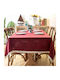 FRIPIA Linen Tablecloth With Burgundy Lace 140x220cm