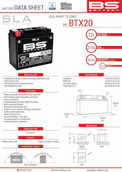 BS Batterie Btx20 Fa Ytx20-bs 12V 18Ah 175x87x155 Wartungsfreie Versiegelte 270A 4