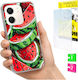 Oppo A5x Fotohülle Rückseite Wassermelone + 9h Gehärtetes Glas