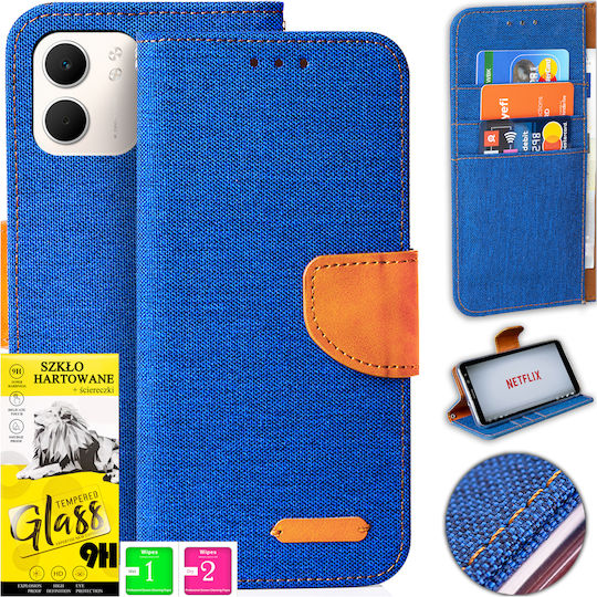 Husă Oppo A5x Canvas Magnetic Wallet + Sticlă 9h