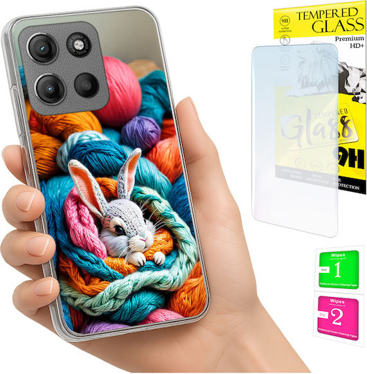 Husă Telefon Motorola Moto G15 Foto Spate Iepure + Sticlă