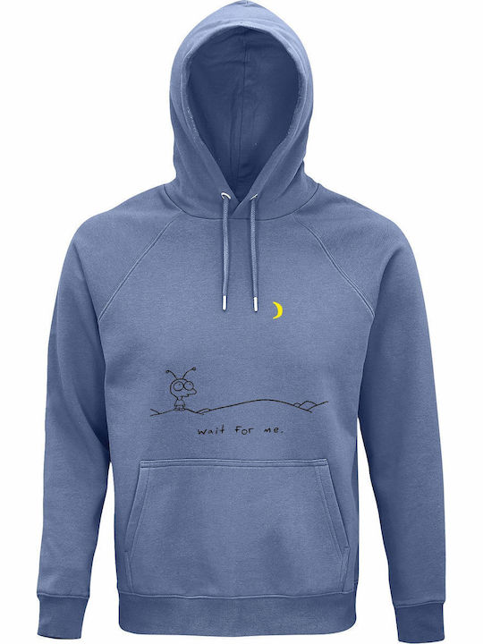 Bio-Kapuzenpulli Unisex Moby Wait Me Blau