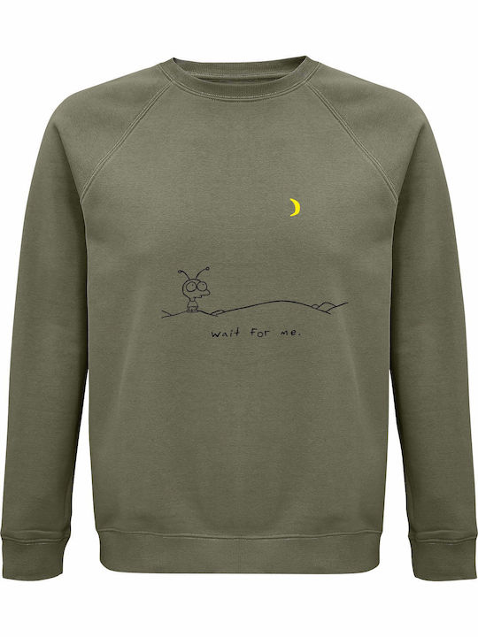 Sweatshirt Organic Unisex " Moby Wait Me " Khaki