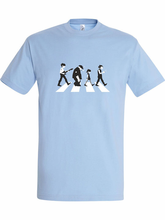 Unisex T-shirt Gorillaz On Abbey Road Hellblau