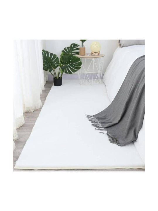 To megalo pazari Non-Slip Rug Runner Furry Whit...